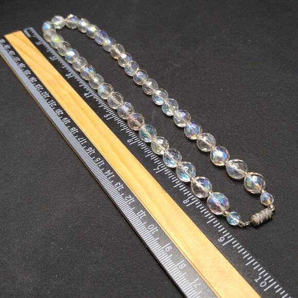 Vintage Czech Clear Crystal Bead Necklace, Fire Polished, 10mm, 18 1/2 Inches - Picture 8 of 8